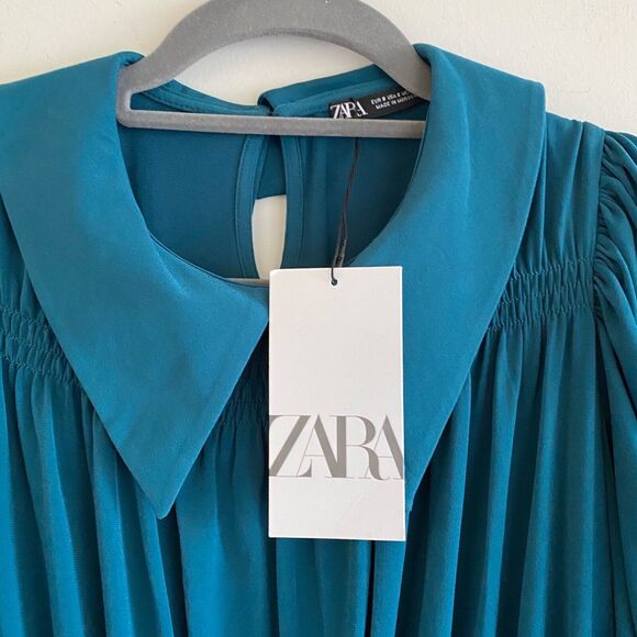 ZARA Dark Turquoise Elasticized Dress - S - Picture 7 of 10